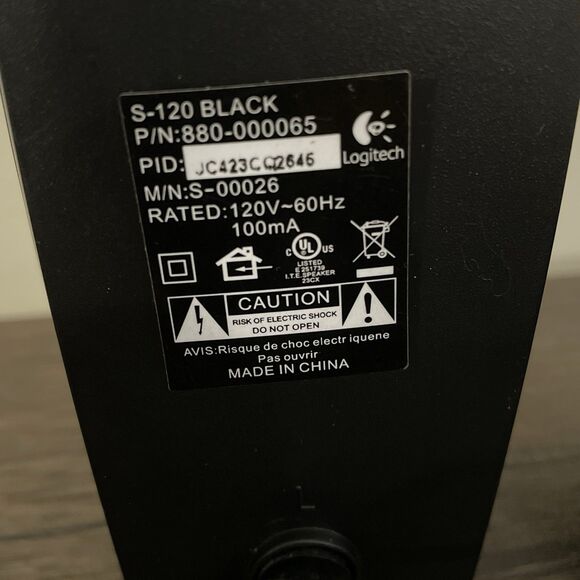 Logitech S-120 2.0 Desktop Computer Speaker System Black 880-000065 3.5mm Jack - Picture 3 of 7
